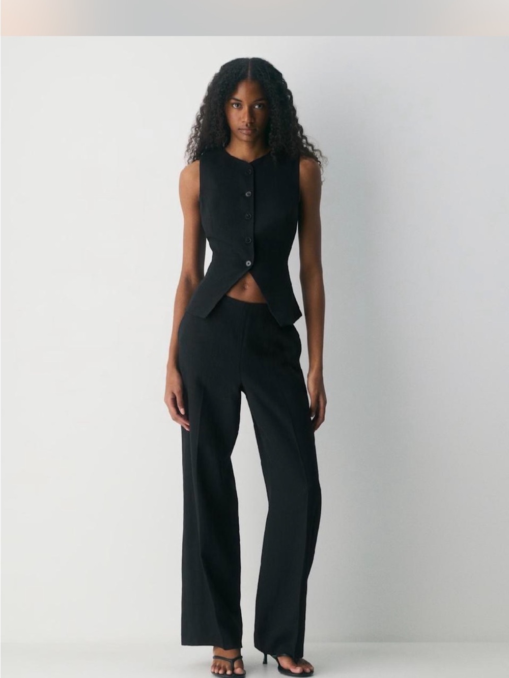 Aritzia Black Wide-Leg High-Rise Trousers